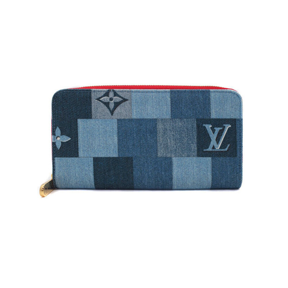 Louis Vuitton Denim Monogram Patchwork Zippy Wallet Round Zipper Long